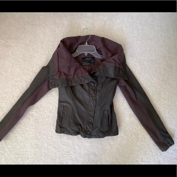 New Allsaints All Saints Kaito Brown Leather jacket XS UK6 US2 - Picture 2 of 15